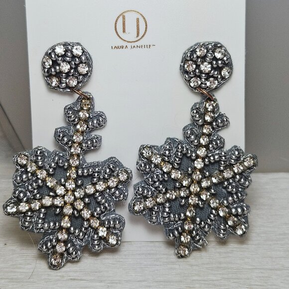 Rhinestone Snowflake Earrings Laura Janelle NWT - Picture 5 of 5